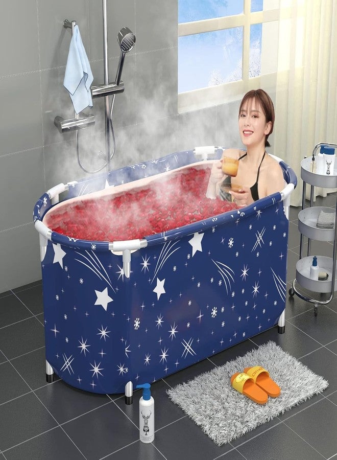 Valajogi Portable Foldable Bathtub for Adults - Freestanding Hot & Ice Bath Tub for Home SPA, Compact & Easy Storage - Ideal for Relaxation, Devotional Use & Daily Bathing Star Design (Star Blue) - Image 4